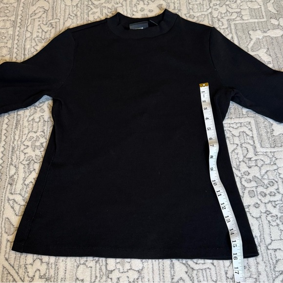 Maeve  by anthropology basic black fitted mock turtleneck ribbed shirt - Picture 4 of 7